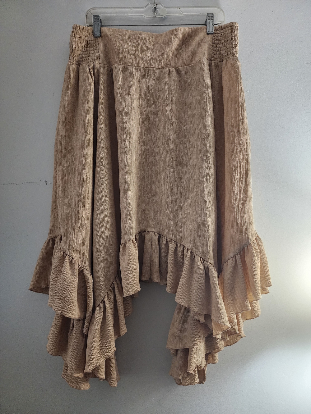 Beige Cottagecore Ruffled High-Low Skirt - Women
